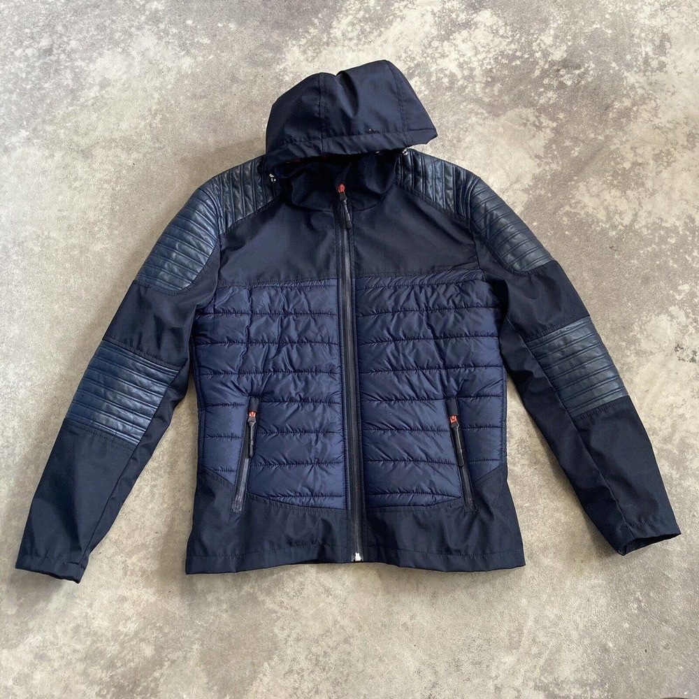 Ron Tomson Rnt 23 jacket Mens Size Medium Navy Blue Hooded‎ Polyester Turkey